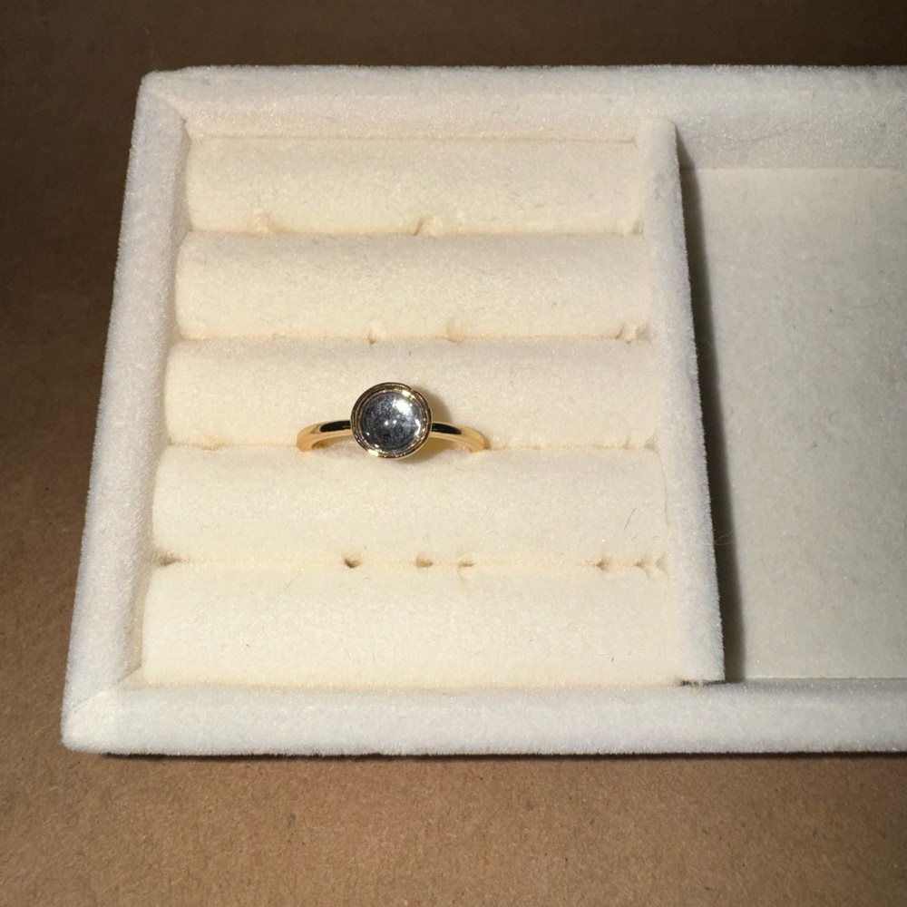 Elegant Gold Ring with Blueish Silver Accent